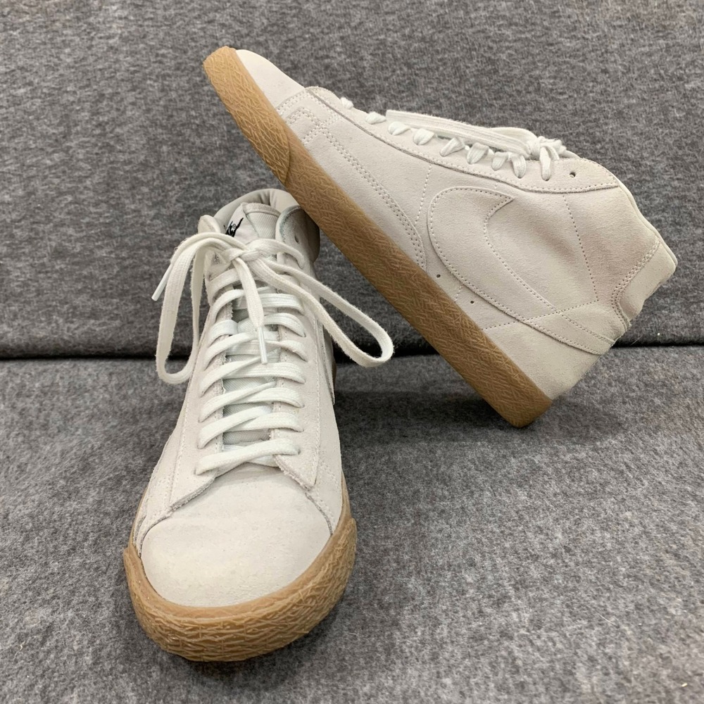 Nike Blazer Mid Suede Mens 9 Light Bone Gum Sole High Top Sneakers 429988-103